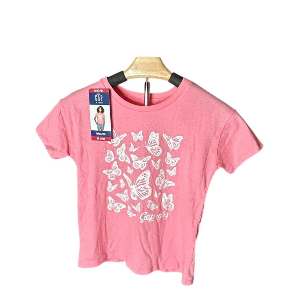 NWT Gap Kids pink tee with butterfly print size Medium  7/8